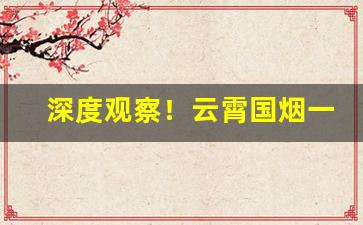 深度观察！云霄国烟一手货源批发代理“待月西厢”