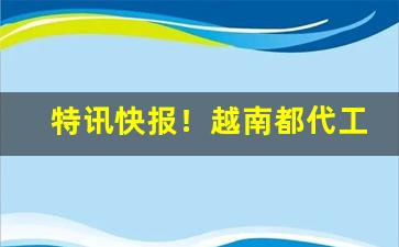 特讯快报！越南都代工什么“待机再举”