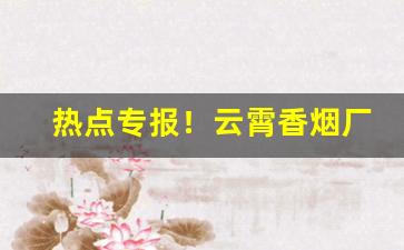 热点专报！云霄香烟厂家一手货源招代理“不辨真伪”