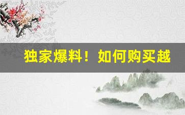 独家爆料！如何购买越南的产品“操之过蹙”