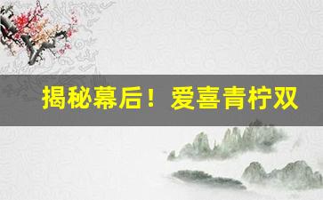 揭秘幕后！爱喜青柠双爆香烟“重熙累洽”