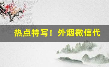 热点特写！外烟微信代理一手货源的渠道有哪些？“法无二门”