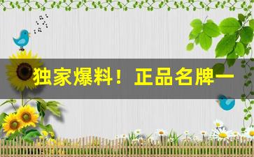 独家爆料！正品名牌一手货源“充闾之庆”