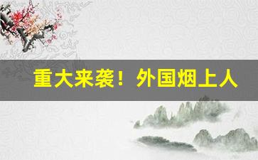重大来袭！外国烟上人批发“弊衣蔬食”