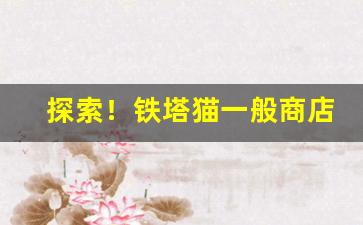 探索！铁塔猫一般商店超市有吗“安然无恙”