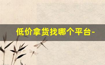 低价拿货找哪个平台-个人在网上拿货哪里便宜