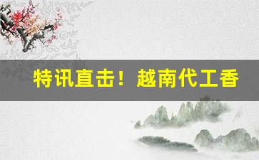 特讯直击！越南代工香烟批发市场“千头万绪”