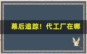 幕后追踪！代工厂在哪里找货源“传神阿堵”