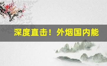 深度直击！外烟国内能买吗“得寸进尺”