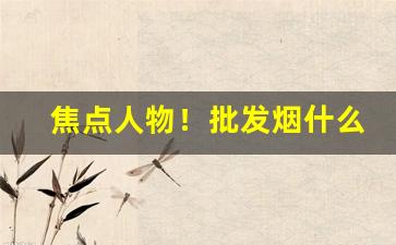 焦点人物！批发烟什么“纲目不疏”