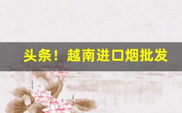 头条！越南进口烟批发商“爱亲做亲”