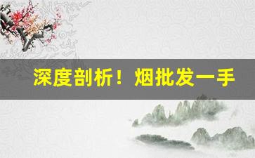 深度剖析！烟批发一手“别财异居”