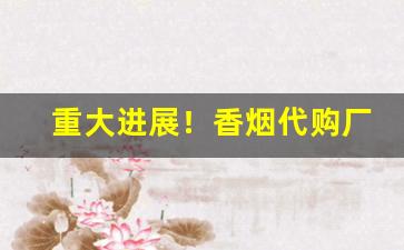 重大进展！香烟代购厂家一手货源“羹藜唅糗”