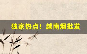 独家热点！越南烟批发在哪里“丢心落意”