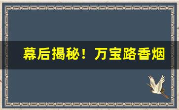 幕后揭秘！万宝路香烟在国内能买到吗“餐风茹雪”