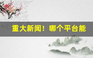 重大新闻！哪个平台能上烟“改姓更名”