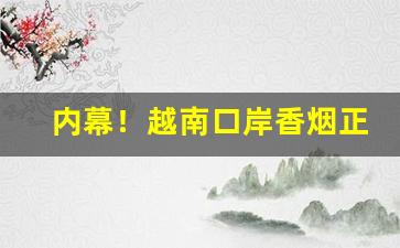 内幕！越南口岸香烟正品一手货源代理“材剧志大”